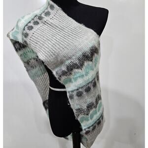 Aeropostale Tight Knit Soft Infinity Scarf 11"×65" 100% Acrylic Green Grey Cream
